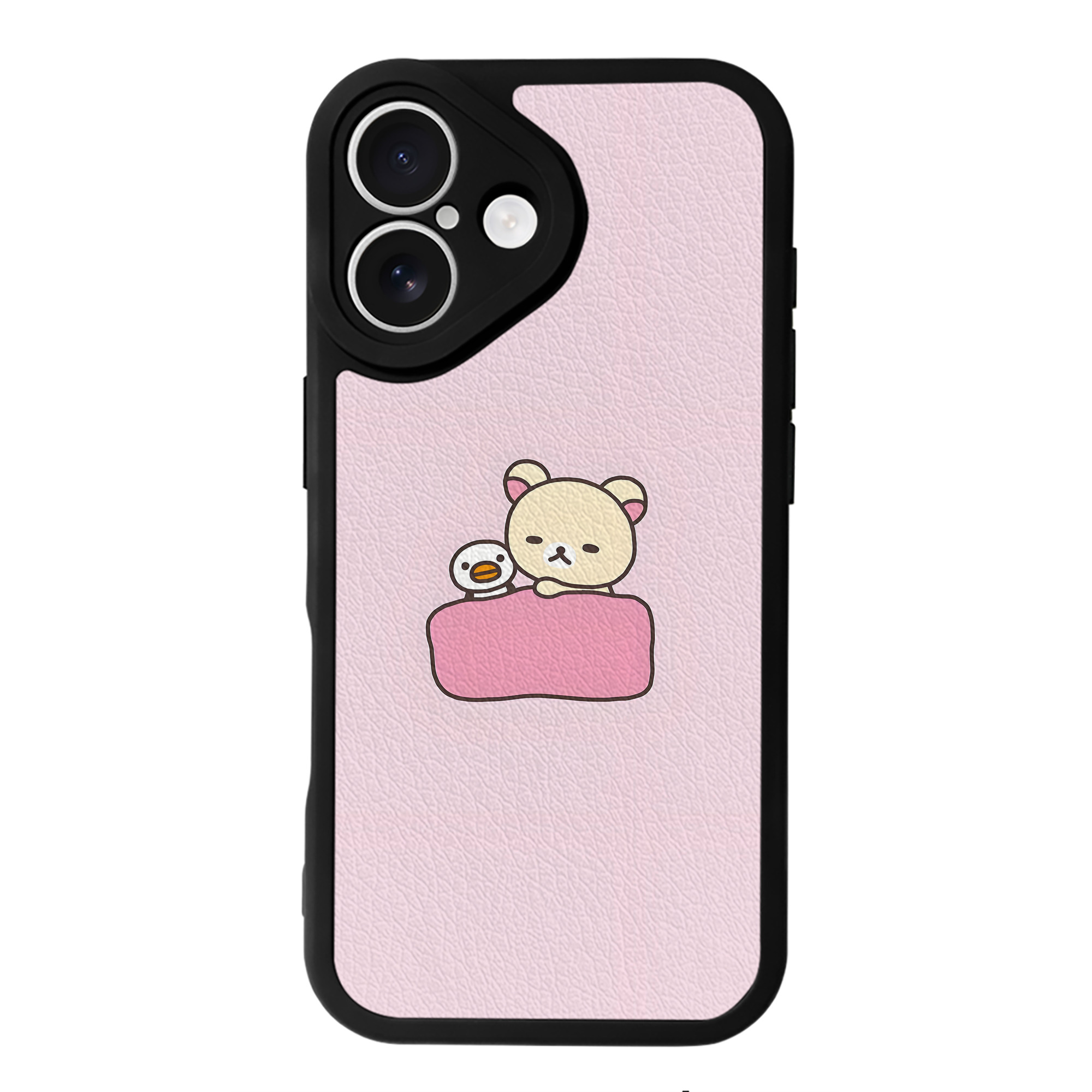 （画像用） リラックマ リラックマ キイロイトリ Rilakkuma Korilakkuma Kiiroitori 【iPhone 16シリーズ対応】シリコンスマホケース（レザー調） 材質：シリコン